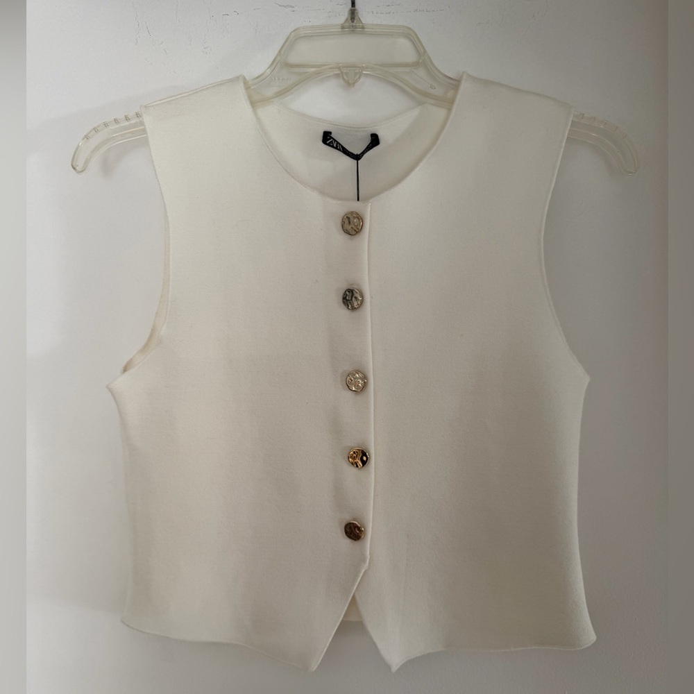 Zara White Button-Up Top